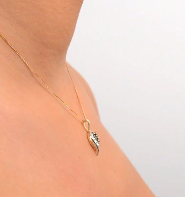 Sapphire 9 x 14 mm And Diamond 9K Yellow Gold Pendant Necklace